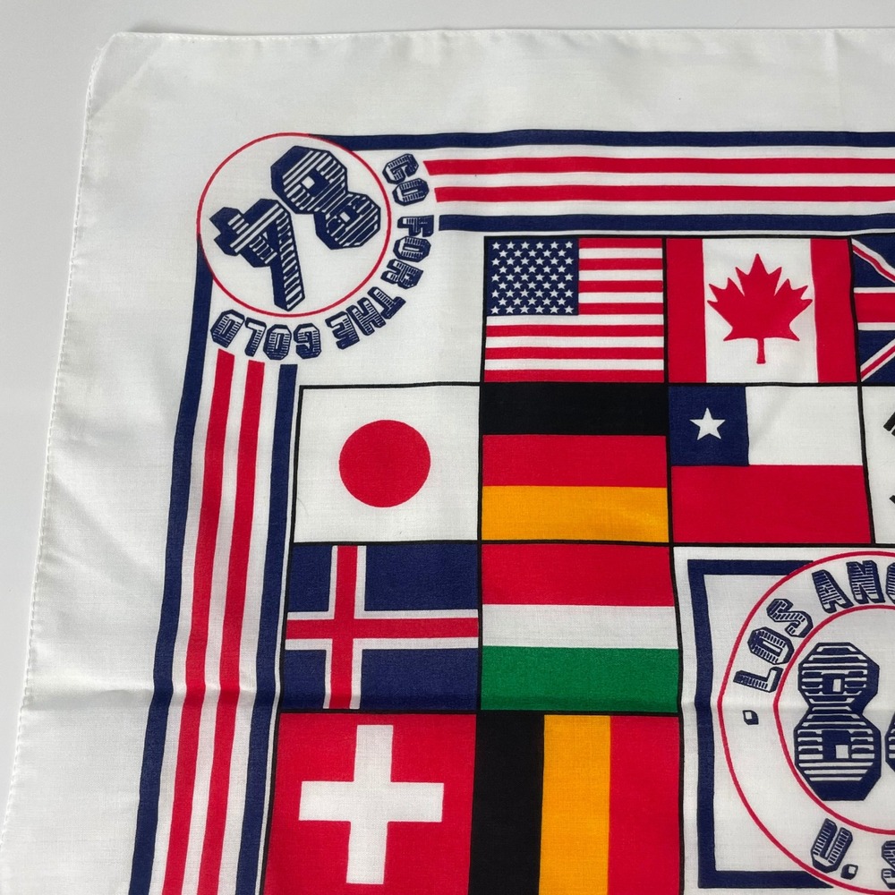 Vintage Olympic Bandana 1984 NWT Flags Los Angeles USA Go For The Gold Scarf - Picture 2 of 9